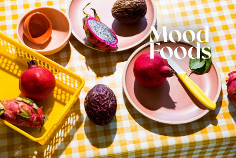 Fruits on a picnic table cloth